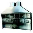 BARBECUE À CHARBON VÉGÉTAL PRO EN ACIER INOX - 5 Foyers séparés - BASE EN ACIER - DIMENSIONS L267 x P85 x h241 cm - Norme CE