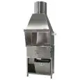 BARBECUE À CHARBON VÉGÉTAL PRO EN ACIER INOX - 1 Foyer - BASE EN ACIER - DIMENSIONS: L 80x P85 x h240 cm - Norme CE
