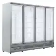 PRÉSENTOIR RÉFRIGÉRÉ POUR BOISSONS - VENTILÉ - Mod. OT250VP4 - CAPACITÉ Lt 2060 - N. 4 PORTES VITRÉES - TEMPÉRATURE 0°/+10°C - DIM. cm L 250,8 x P 71 x H 199,7 - NORME CE