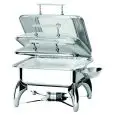 CHAFING DISH AD INDUZIONE - MOD. S62293 - STRUTTURA RETTANGOLARE GN 2/3 CON FINESTRA - FONDO COMPATIBILE PER PIASTRE AD INDUZIONE - CHIUSURA ASSISTITA - DIMENSIONI cm L 40 X P 43 X 32 h