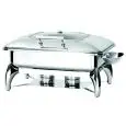 CHAFING DISH AD INDUZIONE - MOD. S62593 - STRUTTURA RETTANGOLARE GN 1/1 CON FINESTRA - FONDO COMPATIBILE PER PIASTRE AD INDUZIONE - CHIUSURA ASSISTITA - DIMENSIONI cm L 58 X P 44 X 33 h