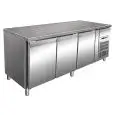 TABLE RÉFRIGÉRÉE EN ACIER INOX AISI 304 - PÂTISSERIE - VENTILÉE - Mod. G-PA2000TNGR7 - PLATEAU EN GRANIT - 3 PORTES - CAPACITÉ BRUTE DE 613 LITRES - TEMPÉRATURE -2°/+8°C - Dimensions cm L 200,5 x P 80 x 87 H - Norme CE