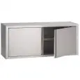 Placard inox mural - porte à battant - rayon inox lisse - rayon intermédiaire lisse