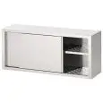 Placard inox mural - 2 portes coulissantes - rayon inox perforé - rayon intermédiaire perforé