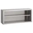 Placard inox mural ouvert - rayons inox lisses