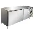 TABLE RÉFRIGÉRÉE EN ACIER INOX AISI 304 - SPÉCIAL PÂTISSERIE - FROID VENTILÉ - Mod PXF3100TN - 3 PORTES - CAPACITÉ 635 L - TEMPÉRATURE +2°/+8°C - Dim L 202 x P 80 x h 86 cm
