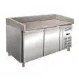 COMPTOIR RÉFRIGÉRÉ À PIZZA EN ACIER INOX AISI 304 - POUR BACS À PÂTONS 60x40 cm - FROID VENTILÉ - Mod. RB02 - 2 PORTES - TEMPÉRATURE +2°/+8°C - Dim. L 151 X P 80 X h 100 cm - Norme CE