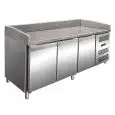 COMPTOIR RÉFRIGÉRÉ À PIZZA EN ACIER INOX - POUR BACS À PÂTONS 60x40 cm - FROID VENTILÉ - Mod PZ3600TN - 3 PORTES - TEMPÉRATURE +2°/+8°C - Dim L 202 X P 80 X h 100 cm
