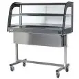 VITRINE AVEC CHARIOT ET ÉTAGÈRE - MOD. TCMVC - VERRE BOMBÉ - STRUCTURE INOX - TEMPÉRATURE °C +30 /+ 90 - CONTRÔLE THERMOSTATIQUE - ECLAIRAGE - MONOPHASÉ 240V - NORME CE