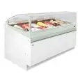 COMPTOIR À GLACES SANS RÉSERVE - À PANNEAUTER - Mod SAM80 VAD H 1350 - VITRES DROITES HAUTES - FROID VENTILÉ - ALIMENTATION MONOPHASÉE 230 V/50 Hz - MOTEUR À BORD - HAUTEUR 135 cm