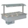 CUVE D'EXPOSITION EMPOTRABLE CHAUFFANTE BAIN MARIE AVEC CUVES GN - MOD. SAMBA GN DRY -POUR GASTRONOMIE - TEMPÉRATURE°C +30/+70 - BACS COMPATIBLES GN 1/4, 1/3, 1/2, 2/3, 1/1, 2/1