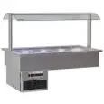 CUVE D'EXPOSITION EMPOTRABLE RÉFRIGÉRÉE AVEC CUVES GN ET HOTTE FIXE EN VERRE - MOD. SAMBA GN -POUR GASTRONOMIE - POUR BACS GN 1/4, 1/3, 1/2, 2/3, 1/1, 2/1 - Temp. °C +4/+10 - VOLTAGE MONOPHASÉ V 230/1/50 Hz - RÉFRIGÉRATION STATIQUE - GAZ RÉFRIGÉRANT R290