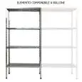 Étagère inox à boulons - Élément de composition (à construire avec élément base) - Hauteur 180 cm - 4 rayons perforés, épaisseur : 2,5 cm, inox 8/10 - fournie avec boulons et embouts pieds en plastique - bords anti-coupures - finition brillante
