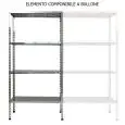 Étagère inox à boulons - Élément de composition (à construire avec élément base) - Hauteur 200 cm - 4 rayons perforés, épaisseur : 2,5 cm, inox 8/10 - fournie avec boulons et embouts pieds en plastique - bords anti-coupures - finition brillante