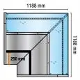 Écran réfrigéré avec angle 90° AA (ouvert) avec verre droit - Gainable - Puissance L 470 - Dimensions cm L 118,8 x P 89,5 x H 120