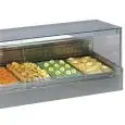 PRÉSENTOIR DE SUPPORT, VITRINE CHAUFFANTE - SÉRIE SHOPPINGDRYVDGN - CUVES GN - STRUCTURE EN ACIER INOX - Temp. °C +30/+70 - TRIPHASÉ - ÉCLAIRAGE - MOTEUR INCORPORÉ - VERRE PLAT - PORTES COULISSANTES