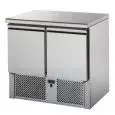 SALADETTE ET TABLE RÉFRIGÉRÉE - Mod. SLV02NX - VENTILÉ - GASTRONORM 1/1 (cm 53x32,5) - PLAN DE TRAVAIL EN ACIER INOX - N. 2 PORTES RÉFRIGÉRÉES - TEMPÉRATURE +4°/+6°C - Dim. 90,4x70xh88 cm - Norme CE