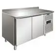 TABLE RÉFRIGÉRÉE AVEC DOSSERET EN ACIER INOX AISI 304 - FROID VENTILÉ - Mod SNACK 2200 BTF - 2 PORTES - CAPACITÉ 260,3 L - TEMPÉRATURE -18°/-22°C - Dim L 136 x P 60 x h 96 cm