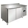 TABLE RÉFRIGÉRÉE AVEC DOSSERET EN ACIER INOX AISI 304 - FROID VENTILÉ - Mod SNACK 2200 TNF - 2 PORTES - CAPACITÉ 260,3 L - TEMPÉRATURE -2°/+8°C - Dim L 136 x P 60 x h 96 cm