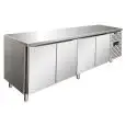 TABLE RÉFRIGÉRÉE EN ACIER INOX AISI 304 - FROID VENTILÉ - Mod SNACK 4100 BTF - 4 PORTES - CAPACITÉ 511 L - TEMPÉRATURE -18°/-22°C - Dim L 223 x P 60 x h 86 cm