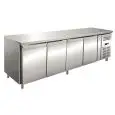 TABLE RÉFRIGÉRÉE EN ACIER INOX AISI 304 - VENTILÉE - Mod UOCEM4100TN - 4 PORTES - CAPACITÉ 511 L - TEMPÉRATURE -2°/+8°C - Dimensions cm L 223 x P 60 x H 86 - Norme CE