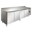 TABLE RÉFRIGÉRÉE AVEC DOSSERET EN ACIER INOX AISI 304 - FROID VENTILÉ - Mod SNACK 4200 BTF - 4 PORTES - CAPACITÉ 511 L - TEMPÉRATURE -18°/-22°C - Dim L 223 x P 60 x h 96 cm