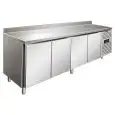 TABLE RÉFRIGÉRÉE AVEC DOSSERET EN ACIER INOX AISI 304 - FROID VENTILÉ - Mod SNACK 4200 TNF - 4 PORTES - CAPACITÉ 511 L - TEMPÉRATURE -2°/+8°C - Dim L 223 x P 60 x h 96 cm