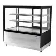 VITRINE À PÂTISSERIE - MOD. SQUARE - VITRES FRONTALES DROITES - FROID VENTILÉ - TEMPÉRATURE 0/+8°C - ALIMENTATION MONOPHASÉE 230V/1/50 Hz  - Hauteur 120 cm - Norme CE