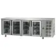 TABLE RÉFRIGÉRÉE EN ACIER INOX AISI 304 - VENTILÉE - Mod. UG04MPV - GASTRONORM 1/1 - N. 4 PORTES EN VERRE - TEMPÉRATURE 0°/+10°C - Dim 232x70xh85/92 cm - Norme CE