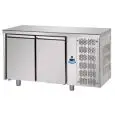 TABLE RÉFRIGÉRÉE EN ACIER INOX AISI 304 - POUR PÂTISSERIE - PLAQUES cm 60x40 - VENTILÉE  - Mod. UQ02M - N. 2 PORTES - TEMPÉRATURE 0°/+10°C - Dim. 160x80xh85/92 cm - Norme CE