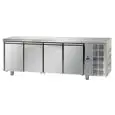 TABLE RÉFRIGÉRÉE EN ACIER INOX AISI 304 - Mod. UQ04M - POUR PÂTISSERIE - PLAQUES 60x40 - VENTILÉE  - N. 4 PORTES - TEMPÉRATURE 0°/+10°C - Dim. 270x80xh85/92 cm - Norme CE