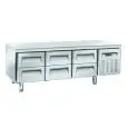 Table réfrigérée en acier inox - Mod UGN 3160 - Froid ventilé - 6 tiroirs - Capacité 268 L - Température -2°/+8°C - Dimensioni L 180,3 x P 70 x h 65 cm