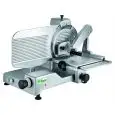 TRANCHEUSE VERTICALE - Mod V330S - Convient pour viande - Lame en acier inoxydable ø 330 - Largeur max de coupe mm L 300 x P 230 - Aiguiseur fixe - Alimentation monophasée 230V/1/50Hz