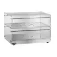 VITRINE NEUTRE - MOD. VBN47 - Structure en acier inox - Cotés et portes en plexiglas transparent - N. 2 Niveaux