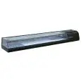 PRÉSENTOIR VITRINE RÉFRIGÉRÉE DE COMPTOIR, POUR SUSHIS - Mod. SUSHI CASE 180 - Température +1°/-1°C - Pour bacs GN 1/3 h 40 mm - Alimentation MONOPHASÉE 220V/1/50Hz - Dimensions L 179,7 x P 38,7 x h 24 cm- Norme CE