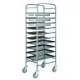 CHARIOT PORTE-BACS GN ET PLAQUES 60x40 - MOD. CA1650 - Structure en acier inoxydable - Guides en fil d'acier chromé - Capacité de 10 bacs GN 1/1 (53x32,5 cm) ou de 10 plaques/plateaux 60x40