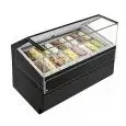 VITRINE À GLACE SANS RÉSERVE - Mod JOLLY VAD - VITRES HAUTES DROITES - RÉFRIGÉRATION VENTILÉE - ALIMENTATION 230V/50HZ MONOPHASÉE - AVEC UNITÉ CONDENSEUR INTÉGRÉE - HAUTEUR 135 cm