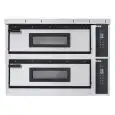 FOUR ÉLECTRIQUE NUMÉRIQUE À PIZZA - Mod. PLUS XL44/D - N. 2 chambres - Plan réfractaire ou Voutte et plancher réfractaire ou chambre totalement réfractaire - Dim. de la chambre 72 x  72 x h14 - N. Pizzas 4 + 4 (Ø cm 35) - Puissance 12 - Norme CE