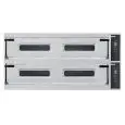 FOUR ÉLECTRIQUE NUMÉRIQUE À PIZZA - Mod. TRAYS 99/D - N. 2 chambres -Plan en brique réfractaire ou chambre de cuisson entièrement en briques réfractaires - Dim.  chambre  123 x 108 x 17,5 h - Pizzas 9+9 (Ø cm 35)/N. 5+5 plaques  60x40 cm - Puissance 30,6 