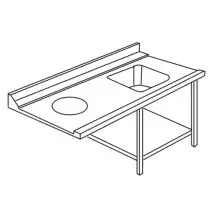 TABLE D'ENTRÉE AVEC BAC ET TROU POUR LAVE-VAISSELLE DE TYPE CAPOT - Mod ACTAVINCV - STRUCTURE EN ACIER INOXYDABLE AISI 304 - À GAUCHE/À DROITE SELON LE MODÈLE - AVEC ÉTAGÈRE INFÉRIEURE - ÉQUIPÉE D'UN BORD RELEVÉ - POUR LES LAVE-VAISSELLE MODÈLE LAPI 50 C 