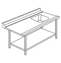 TABLE D'ENTRÉE AVEC BAC ET BORD RELEVÉ POUR LAVE-VAISSELLE DE TYPE CAPOT - Mod ACTAVINV - STRUCTURE EN ACIER INOXYDABLE AISI 304 - À GAUCHE/À DROITE SELON LE MODÈLE - AVEC ÉTAGÈRE INFÉRIEURE - POUR LES LAVE-VAISSELLE MODÈLE LAPI 50 C ET LAPI 50 C PL