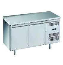 TABLE RÉFRIGÉRÉE EN ACIER INOX AISI 201 - POUR PÂTISSERIE - VENTILÉ - Mod. G-PA2100TN-FC - CAPACITÉ BRUTE 390 Lt - N. 2 PORTES - Température -2°/+8°C - Dim. 151x80x85 cm - Norme CE